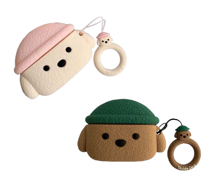 Compatible with AirPods Pro/Pro2 Teddy Dog Earbuds Case 2PCS Pink &amp; Brown