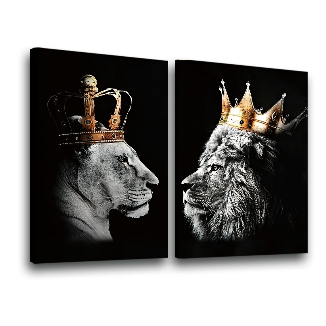 Canvas with Frame: Modern Art - Lion King & Queen 2 Piece | Shop Today ...