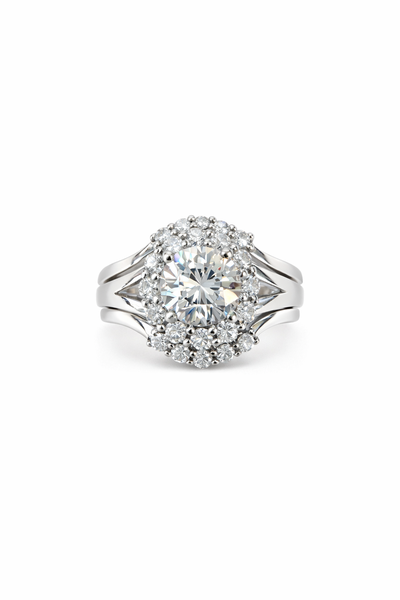 Art Jewellers - 925 Sterling Silver Triple Set Halo Trip Set - Size N