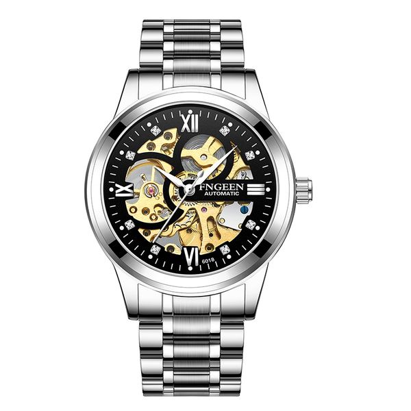 Men Luminous Automatic Mechanical Watch Casual Stainless Steel Wristwatch