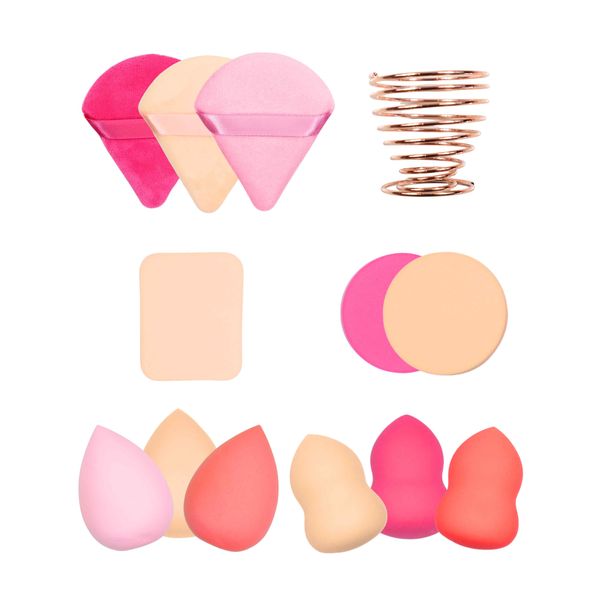 High Quality Assorted Blending Sponges &amp; Puffs - Sponge Holder - Set of 7
