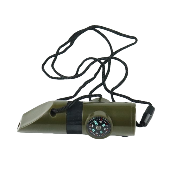 7-in-1 Outdoor Survival Whistle with LED Light Compass Thermometer