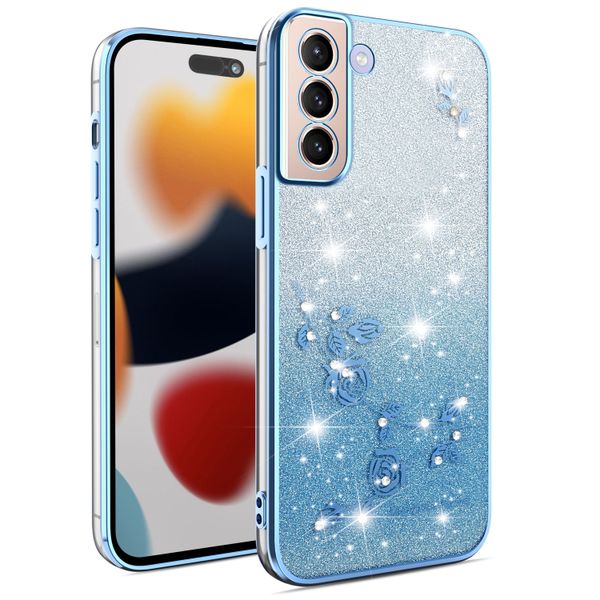 Phone Case Compatible With Samsung S21 Plus Flowers Diamond Shining Cover