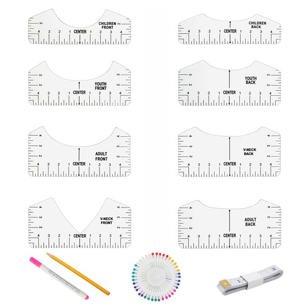 12 Pcs T-Shirt Ruler Set T-Shirt Alignment Tool Front and Back Measurement