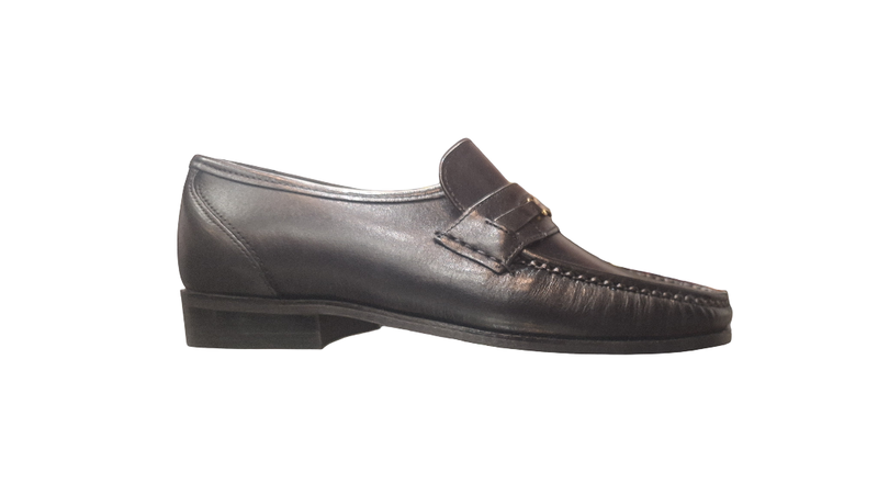 John Drake Men Black Leather Formal Loafer