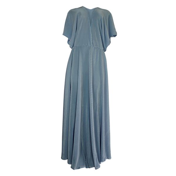 Light Blue Plisse Pleat Maxi Dress