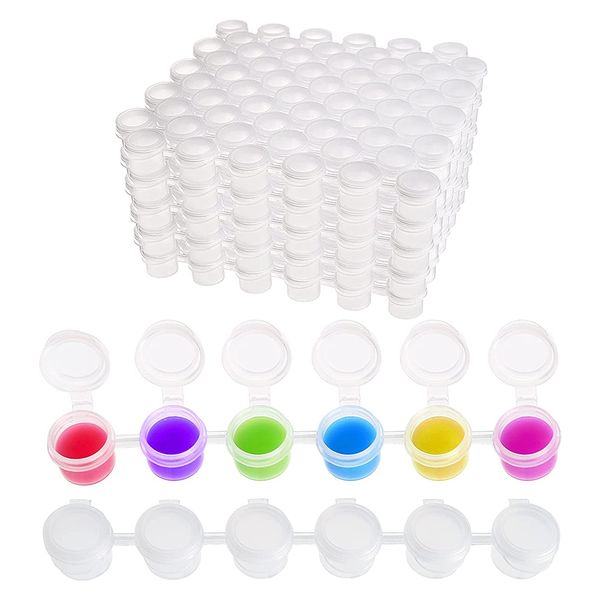 50 Strips Paint Pots Strips,300 Pots 2Ml/0.07 Oz Empty Paint Cup Pots