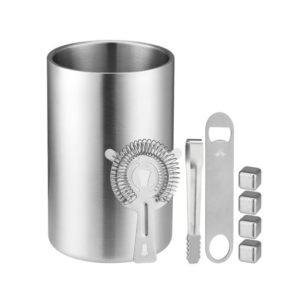 Alanes Double Wall Stainless Steel Ice Bucket Bar Tool Set - 1.6L