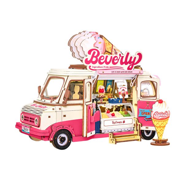 Rolife By Robotime Beverly's Ice Cream Truck 3D DIY Wooden Puzzle