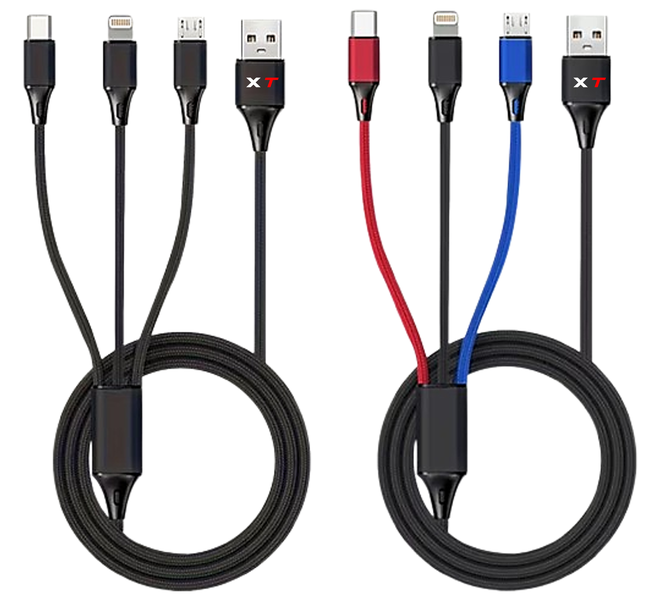 XenTec 3-in-1 Braided 60W Cable - Double Pack