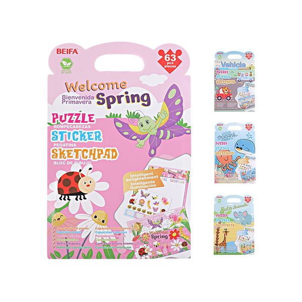 Stationery Set-Erasable Whiteboard,Stickers,63 Puzzle Peice-12 x Sets