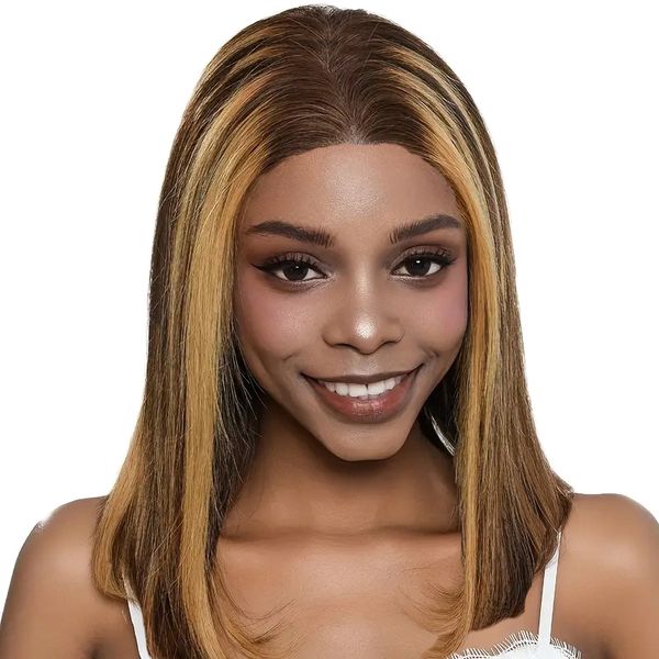 Virgin Human Hair - Highlight Blonde Glueless Full Frontal Bob - 14inch