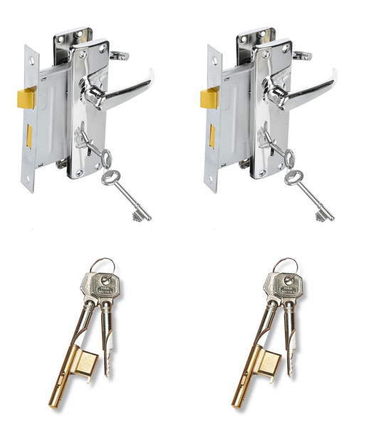 2 x Standard 2 Lever Door Lock &amp; 2 x Key Hole Blockers