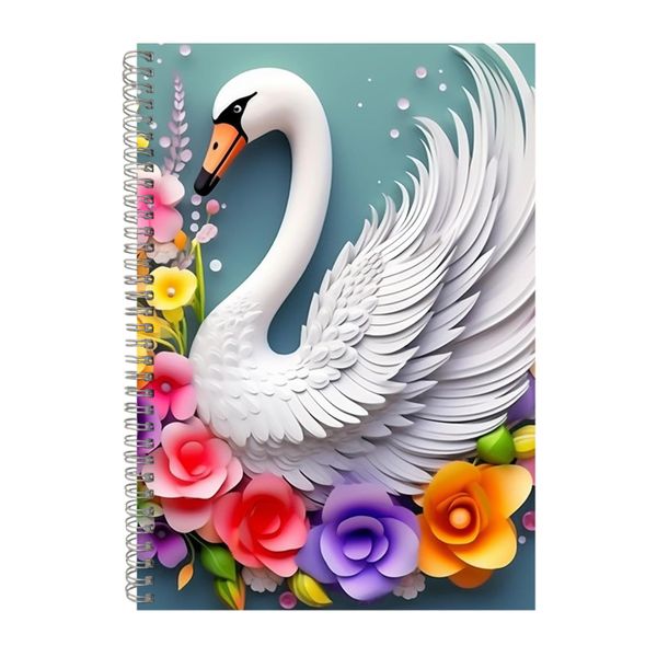 3D White Swan Colorful Rainbow Floral 3 Notebook Gift Idea Notepad Pad 107