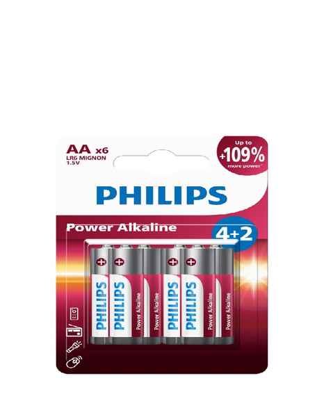 Philips Power Alkaline Batteries AA 6 Pack
