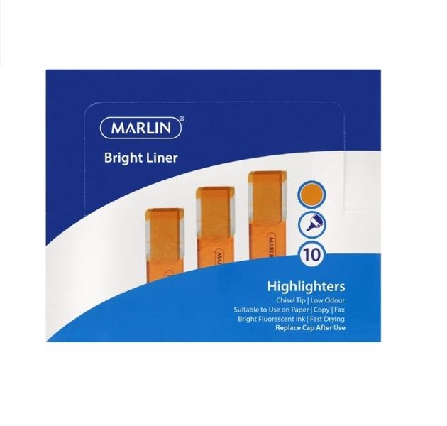 Marlin - Set Of 10 Purple Bright Liners Highlighters (Pack Of 6)