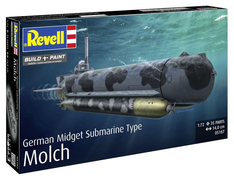 Revell 1/72 German Midget Sub. Type Molch Plastic Model Kit
