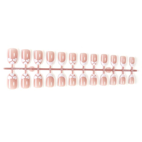 short 24-piece wearable nails in gentle pink and white French