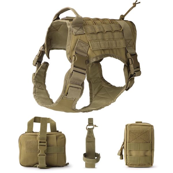 Tactical Dog Harness Working Dog Vest Training Vest with Handle and Bag-XL
