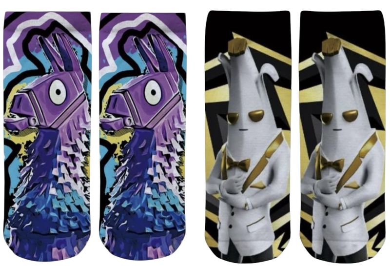 Fortnite Socks 2-Pair - Llama &amp; Agent Peely Designs for Kids - 22cm