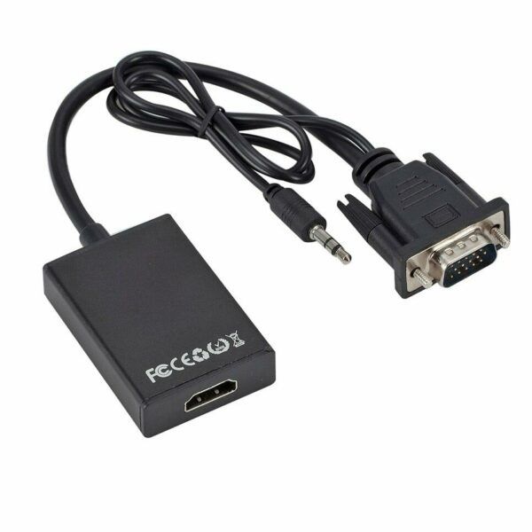 1080P HD VGA To HDMI With 3.5mm Audio Adapter Cable + Power Cable
