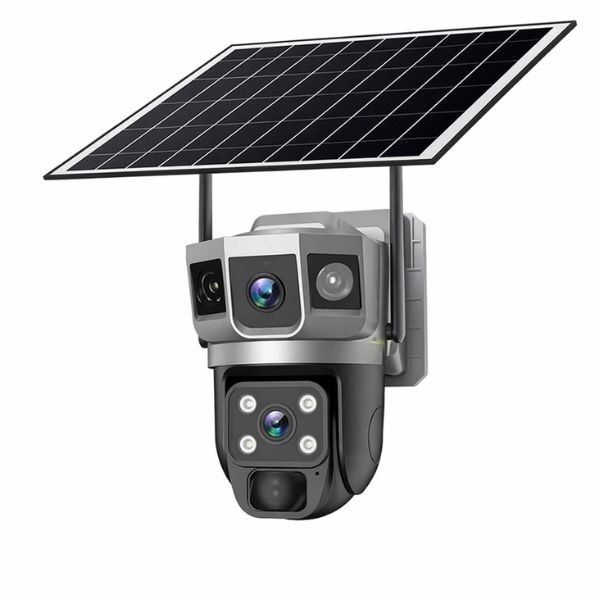 WiFi 4MP Solar PTZ Security Camera Dual Light 8000mAh Battery V380 Pro App