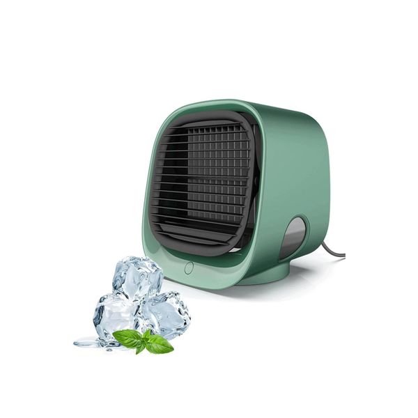 Air Cooler Fan Mini Desktop Air Conditioner with Night Light Usb-White