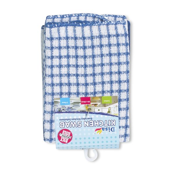Disa - Kitchen Swap - Cloth - Checkered - Cotton -Blue -3 Pack -30cm x 30cm