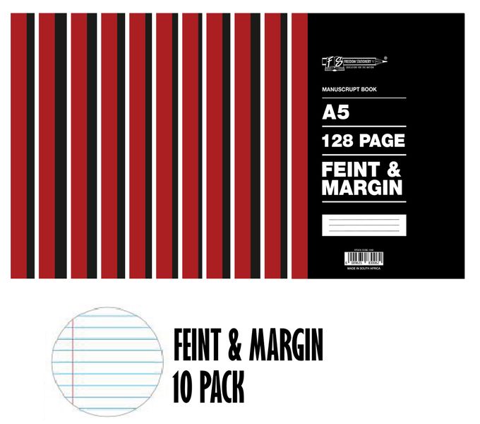Freedom Stationery 128 Page A5 F&amp;M Manuscript Book (10 Pack)