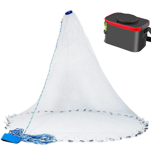 Casting Fishing Net, Nylon Hand Throw Net for Bait and Fish - With Tool Kit