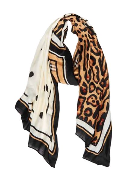 UB Creative Three Print Scarf - Black/Beige
