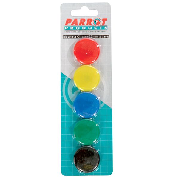 Parrot Products 30mm Circle Magnets (Pack of 5)