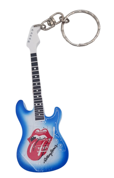 Keyring Mini Guitar Rolling Stones - Blue 11cm