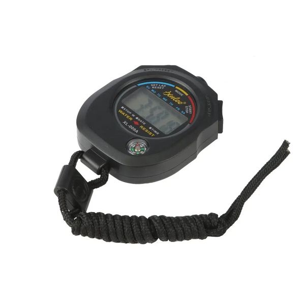 Universal LCD Screen Waterproof Sports Stopwatch - Black