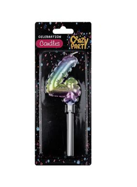 Crazy Party - Rainbow Birthday Balloon Candle 5cm "4" x 2
