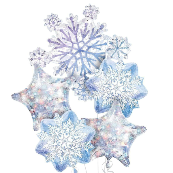 Snowflake Foil Balloon Bouquet - 5 Pieces