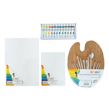 Art Set - Paint Brush & Palette Set, A3 Canvas Wood Mounted & Desk Easel, Shop Today. Get it Tomorrow!