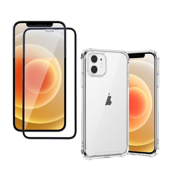 TPU Clear Pouch and Tempered Glass Protector for iPhone 12 Mini