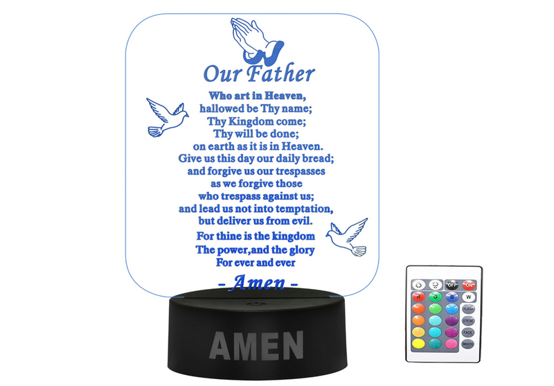 THE LORDS PRAYER - Illusional LED Lamp Light with Remote Control