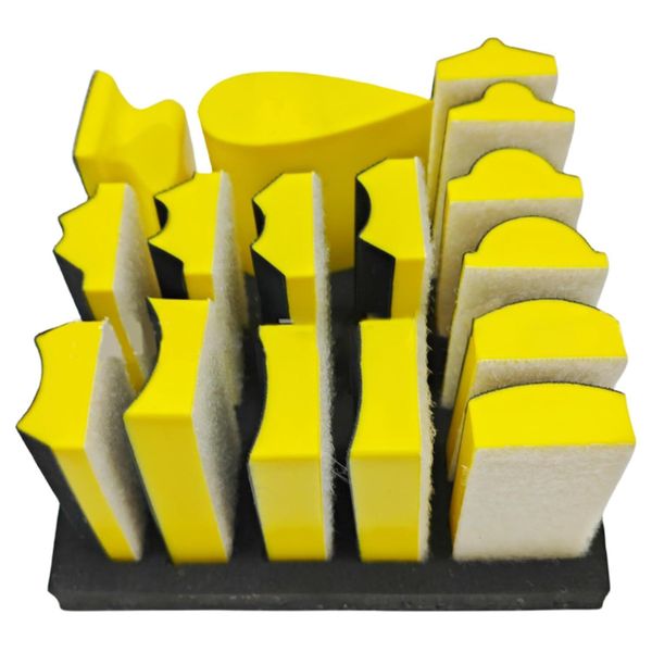 16 Piece Foam Hand Sanding Block Set Assorted Shapes