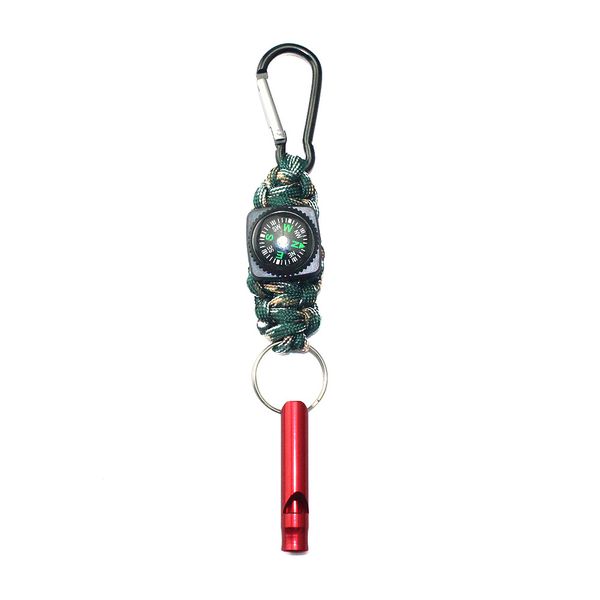 Emergency Survival Keychain Multifunctional Whistle Compass Carabiner