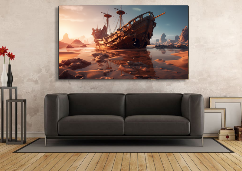 Canvas Wall Art - Surreal Shipwreck Abstract - IM0153