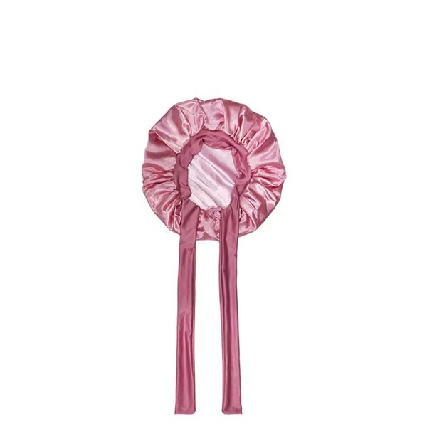 Women's Satin Butterfly Ribbon Nightcap - Pink