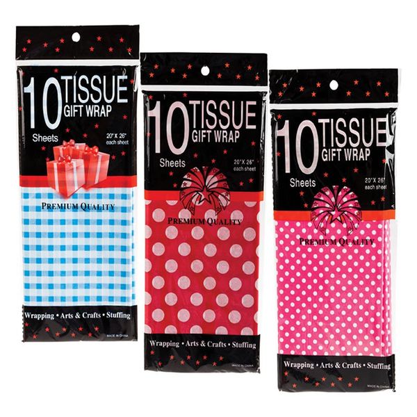 Bulk Pack x 6 Pattern Paper Tissue 50 x 70cm - 10 Sheets Per Pack