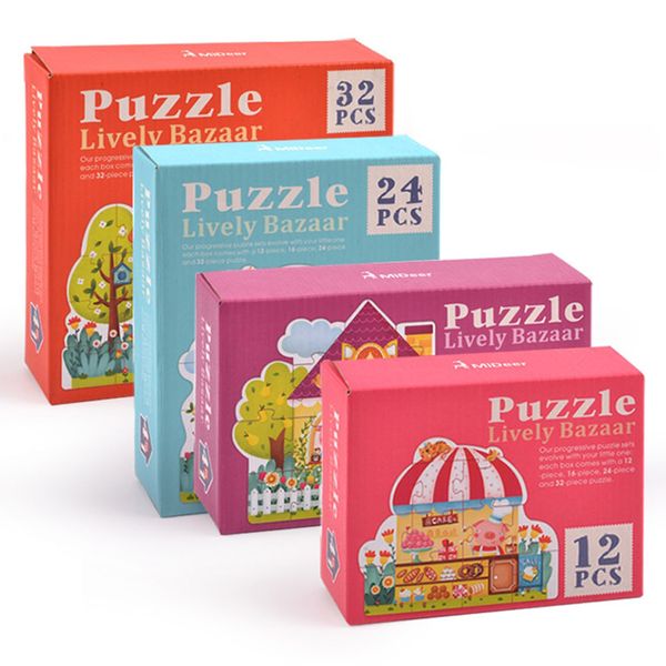 Mideer Beginner Lively Bizaar Puzzle 4 in 1: 12/16/24/32pcs