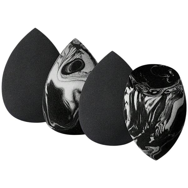 4 Piece - Marble Black &amp; White - Makeup Beauty Sponge Set