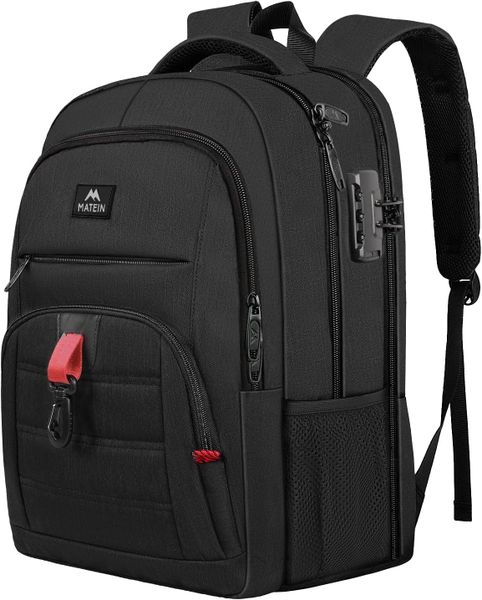 MATEIN 17-Inch Travel Laptop Backpack with USB Port | Black