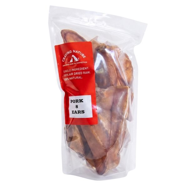 Craving Nature Whole Pig Ears Natural Dog Chews &amp; Treats (8 Pack)