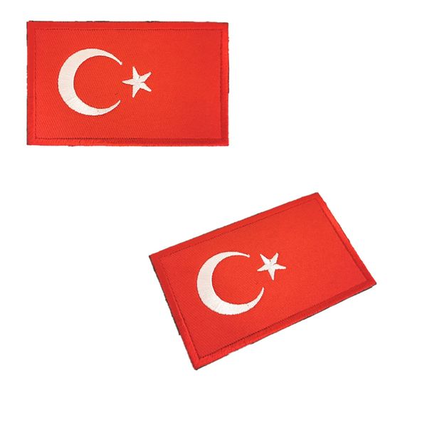 Turkey National Flag Loop and Hook Patch Armband -Pack Of 2- Embroidered- 8x5cm