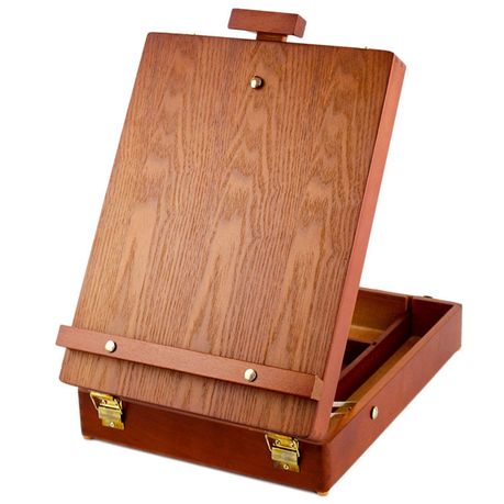 2 in 1 Tabletop Easel Canvas with Storage Box Adjustable angle for Painting Image